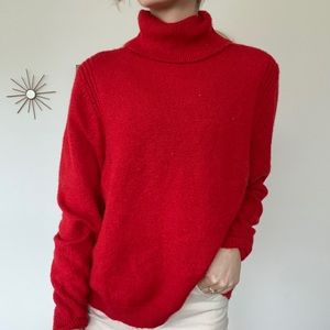 Knit Red Turtleneck Sweater